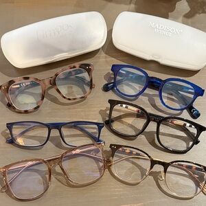 Stylish Eyewear Collection - Blue, Black, and Tortoiseshell Frames & blue light